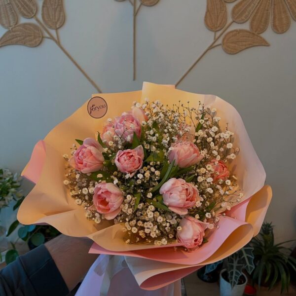 Pembe Lale & Cipso · ForYou Flowers